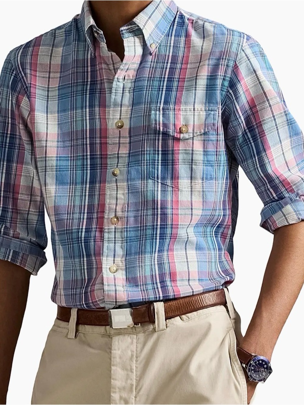 Polo by Ralph Lauren Blue and Pink Plaid Button-Down Shirt Man’s XXL Classic Fit